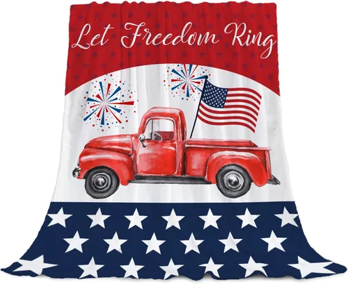 Miniatura 19 de YeeJu Manta patriótica para bebé, manta pequeña del 4 de julio, Día de los Caídos del 4 de julio, manta para niños pequeños, forro polar suave