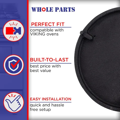 Miniatura 4 de Tapa de quemador Whole Parts mejorada (negro) N.º de pieza PA080015, repuesto y compatible con algunos electrodomésticos de cocinas de gas Viking