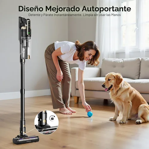Miniatura 6 de Trucozie - Aspiradora inalámbrica, aspiradora ligera con soporte autónomo, palo aspiradora con tiempo de funcionamiento de 50 minutos, potente