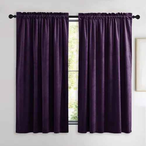 Miniatura 56 de NICETOWN Cortinas opacas de terciopelo extralargas negras de 120 pulgadas de largo para telón de fondo, cortinas de terciopelo con aislamiento Serie