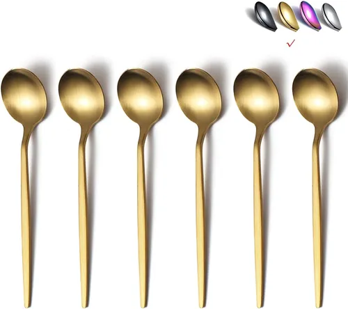 Miniatura 9 de Matt Silver - 6 cucharaditas de té de acero inoxidable para el hogar, cocina o restaurante, aptas para lavavajillas