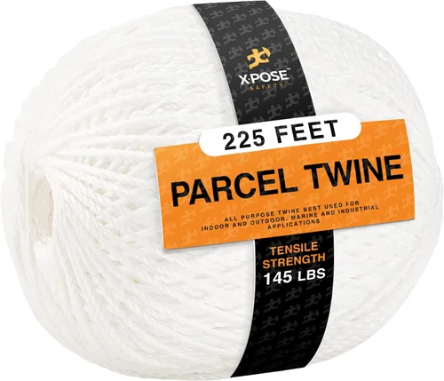 Cordel para paquetes – Cuerda de poliéster de 225 pies – Bobina de cuerda blanca gruesa extra fuerte – Se ata fácil y de forma segura – Cuerda de