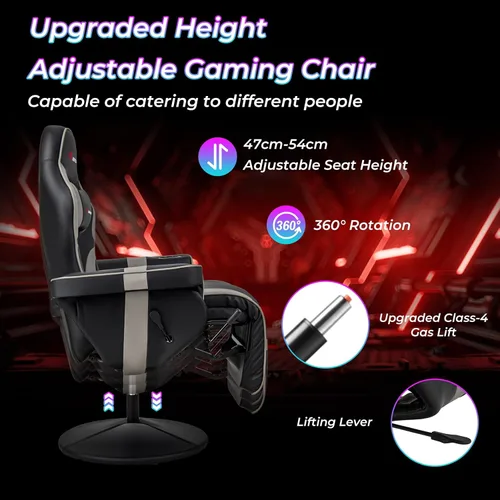 Miniatura 6 de Goplus - Silla gamer con masaje, altura ajustable, para videojuegos, con reposapiés retráctil, soporte para tazas, reposacabezas, silla giratoria