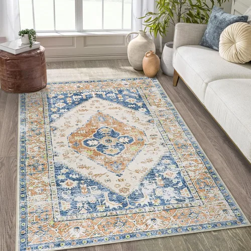 Miniatura 31 de Lahome - Tapete con diseño bohemio, pequeño, antideslizante, lavable, ultradelgado, con estampado oriental desgastado, para entrada, cocina