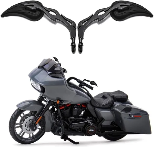 Miniatura 8 de DREAMIZER Espejos retrovisores negros universales de 8 mm/10 mm para motocicleta, compatibles con Harley, bicicleta de calle, scooter, chopper