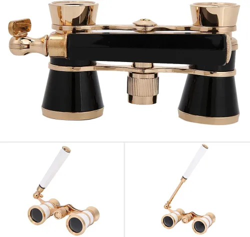Miniatura 6 de Lentes binoculares de ópera para telescopio, 3 x 25, mini gafas de teatro portátiles con transporte, binoculares de teatro compacto con mango