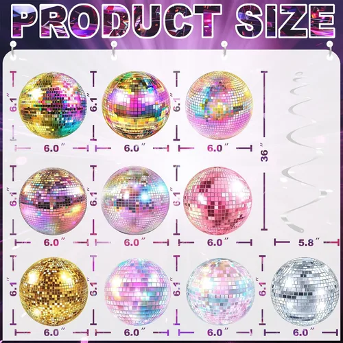 Miniatura 3 de Paquete de 40 decoraciones colgantes de discoteca – Decoraciones retro de cumpleaños de baile para niñas, suministros de fiesta de discoteca