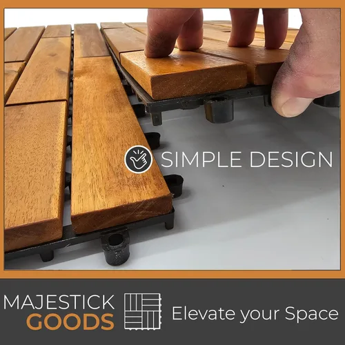 Miniatura 8 de Majestick Goods Azulejos entrelazados de madera de acacia para terraza. Fácil instalación para suelos de patio y pasarelas con drenaje de base