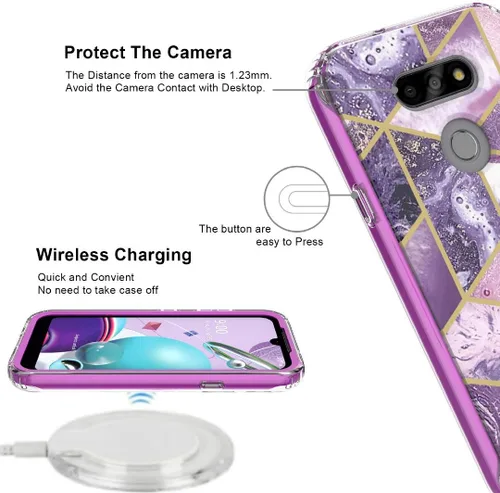 Miniatura 5 de Jeylly Funda para LG K31 con protector de pantalla, LG Aristo/Aristo5+/Phoenix 5/K8X/K300, funda protectora híbrida de goma de silicona suave
