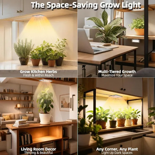 Miniatura 4 de Luz LED de doble cabezal para plantas de interior, luz de gabinete inferior de espectro completo para estantes, foco de alta PPFD con temporizador