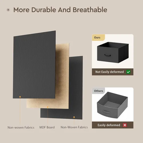 Miniatura 5 de YeTom Mesa Cambiador Cómoda, Cómoda para Bebé con 3 Cajones de Tela y 2 Estantes, Mesa Cambiador Multifuncional para Bebé con Almohadilla, Cómoda