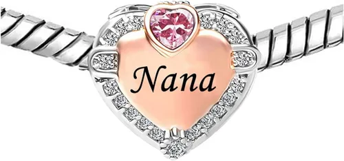 Miniatura 3 de KunBead Abalorios con forma de corazón de oro rosa para abuelas y abuelas compatibles con pulsera Pandora, regalos de joyería de cumpleaños