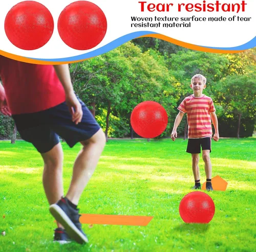 Miniatura 4 de Hiboom Juego de 16 piezas de kickball deportivo que incluye bola de parque infantil de 10 pulgadas, 5 bases de goma, bomba de bola, 10 conos