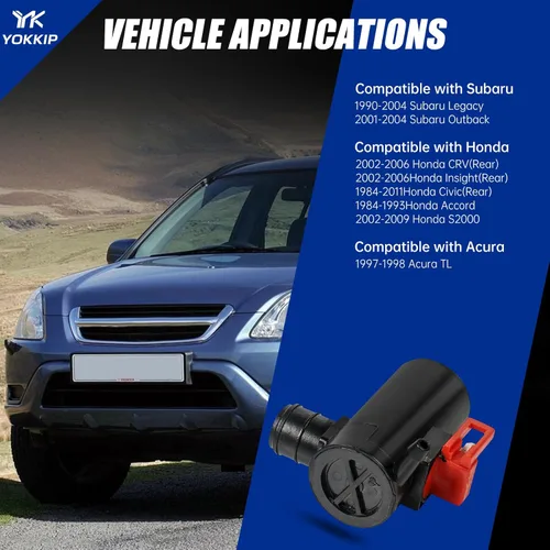 Miniatura 3 de Reemplazo de la bomba de lavado de parabrisas para Honda 02-06 CR-V, 84-11 Civic, bomba de líquido de arandela con ojal reemplaza OEM: 86611-AA010