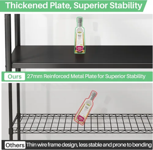 Miniatura 7 de PXRACK Estantes de almacenamiento con ruedas giratorias, estantería de metal ajustable de 4 niveles para almacenamiento resistente, estante