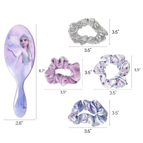 Miniatura 8 de Frozen Princess Elsa - Juego de 5 piezas de accesorios para el cabello, 1 cepillo regular de 9 pulgadas y 4 coleteros de Frozen - Cepillo Accesorios