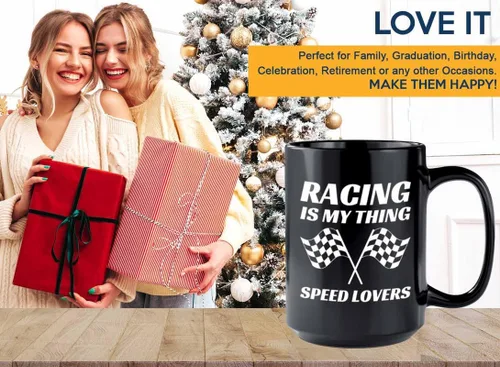 Miniatura 6 de Taza de café Racer de 15 onzas, color negro, Racing Is My Thing, Fuel Speed Racer Car Guys Circuit Automotriz Racing Boy Regalos para él, papá