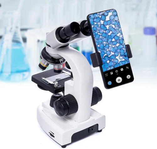 Miniatura 4 de SELFIE CAT Microscopio de laboratorio para la escuela, microscopio compuesto binocular 200X-5000X Ampliación para adultos, kit de microscopios