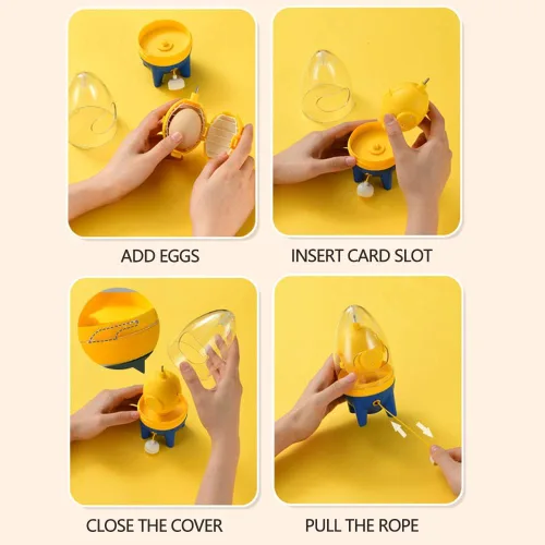 Miniatura 4 de Mezclador de yema de huevo con cuerda de tracción, agitador de huevos, máquina manual de huevos rápida dorada, homogeneizador de huevos, tirador