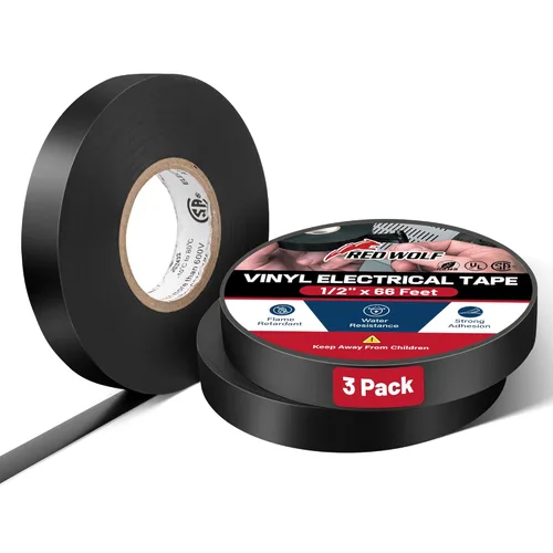 Miniatura 15 de RED WOLF Cinta eléctrica de vinilo de 1 pulgada x 66 pies, 5 rollos, cinta eléctrica de PVC con certificación UL CSA de 7 mil de grosor, resistente