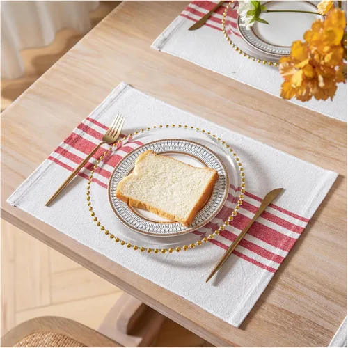 Juego de 6 manteles individuales para mesa de comedor, manteles individuales de tela tejida para decoración de mesa de cocina, hechos a mano,