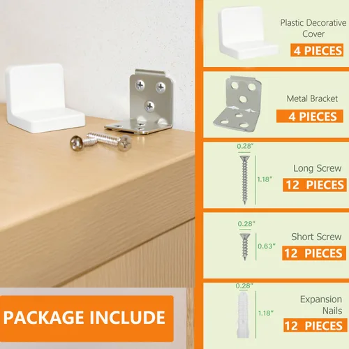 Miniatura 2 de Anclajes para muebles, paquete de 4, estéticos e invisibles una vez instalados, seguro 600 libras estantería cómoda a la pared, anclaje de seguridad