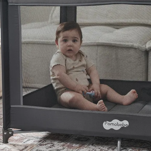 Miniatura 2 de Pamo Babe Corralito Portátil Plegable Parque Infantil Cuna Portátil para Bebés y Niños Pequeños Gris-Carbón
