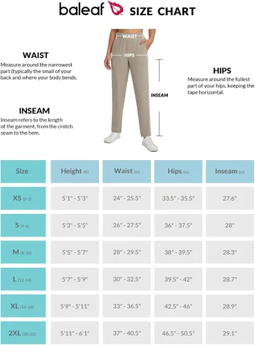 Miniatura 7 de BALEAF Pantalones de golf para mujer, pantalones de tobillo elásticos de cintura alta con bolsillos con cremallera, trabajo, atletismo, viajes