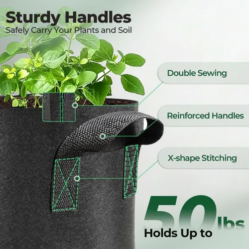 Miniatura 4 de T4U Bolsas de cultivo de 3 galones, bolsas de cultivo mejoradas con asas, macetas de tela no tejida gruesa de alta resistencia, macetas de 3 galones