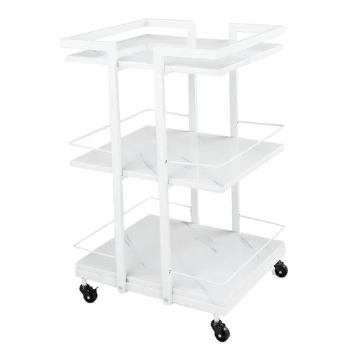 Carrito de Esteticista con Ruedas, Carrito Rodante Utilitario para Salón, Organizador de Almacenamiento Móvil Blanco para Spa de Belleza,