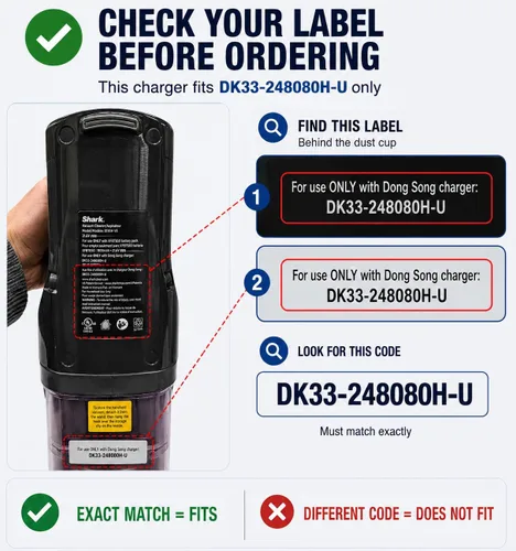 Miniatura 3 de Cargador de 24.8V DK33-248080H-U para Shark Wireless Vacuum Rocket Pet Pro IX141 IX140H IX140 IX142 UZ145 IZ140 IZ142 IZ162H IZ163H IZ162HC IZ362H