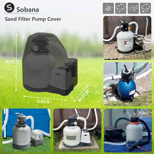 Miniatura 2 de Cubiertas para bomba de filtro de arena Sobana, cubiertas de filtro de arena de tela Oxford impermeable 600D, adecuadas para la mayoría de bombas