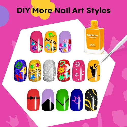 Miniatura 2 de Tomons - Juego de esmalte de uñas no tóxico, kit de arte de uñas para niños, regalos de cumpleaños para niñas de 6, 7, 8, 9, 10 años, purpurina