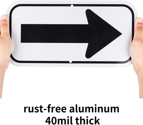 Miniatura 3 de Paquete de 2 letreros de flecha, para uso en interiores o exteriores, 12 x 6 pulgadas, letrero reflectante de aluminio libre de óxido, protección UV