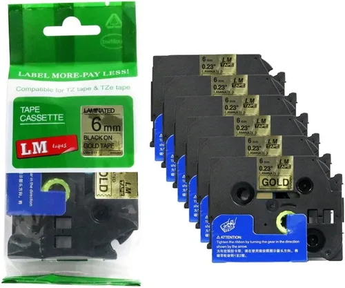 Miniatura 4 de Paquete de 1 unidad LM Tapes LMe511 Premium de 1/4 de pulgada con impresión negra en etiqueta azul compatible con Brother TZe-511 P-Touch, incluye