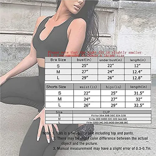 Miniatura 5 de TWFRHC - Conjuntos de entrenamiento para mujer con tirantes acanalados, 2 piezas, sin costuras, cintura alta, para gimnasio, pantalones cortos