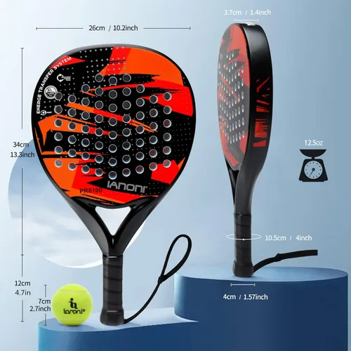 Miniatura 5 de IANONI Raqueta de pádel de fibra de carbono con superficie de EVA con núcleo de espuma flexible Palas de tenis de pádel Raqueta de tenis de playa