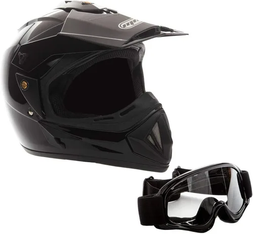 Miniatura 8 de MMG Casco de motocicleta para adultos (modelo 30) – todoterreno MX ATV Dirt Bike Motocross UTV – negro brillante