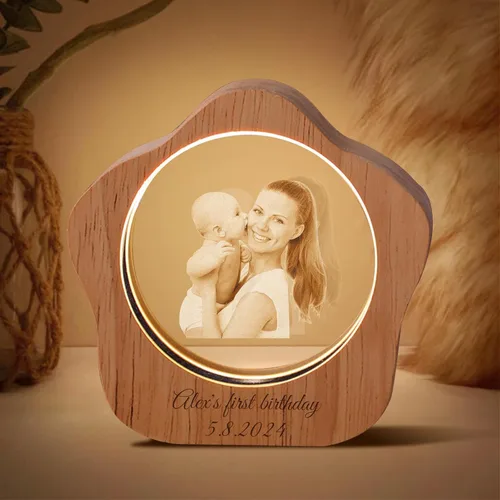 Miniatura 11 de Lámpara de noche personalizada de foto 3D en cristal – Bola de foto de vidrio personalizada con grabado de imagen 3D personalizada, base de madera
