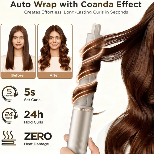 Miniatura 3 de O.H.B Estilizador de cabello de aire caliente 5 en 1, cepillo secador de pelo de alta velocidad de 110,000 RPM, envoltura de aire iónico con secado