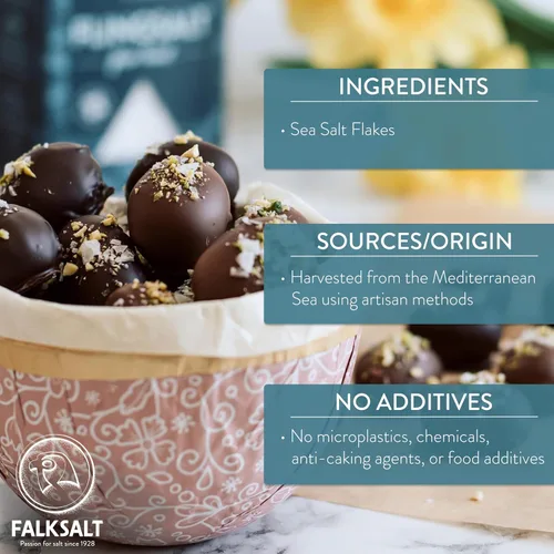 Miniatura 3 de FALKSALT Copos de sal marina naturales orgánicas de 2.47 onzas Certificado sin OMG, Kosher y Halal Copos de sal marina de acabado gourmet 5