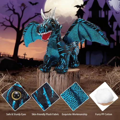 Miniatura 5 de MaoGoLan 7 animales de peluche gigantes de dragón, juguete de peluche de dragón de 22 pulgadas con 4 bebés y 2 huevos en el vientre de mamá, juego