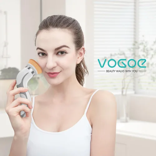 Miniatura 7 de VOGOE Cepillo de limpieza facial, exfoliante facial giratorio, recargable, rotación de 2 velocidades, cepillos eléctricos para limpieza y Gris