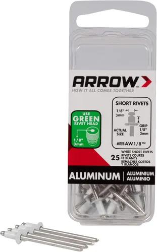 Miniatura 11 de Arrow RSA1/8IP - Remaches cortos de aluminio para metal, tela, cuero y reparación de automóviles, 1/8 pulgadas, paquete de 25