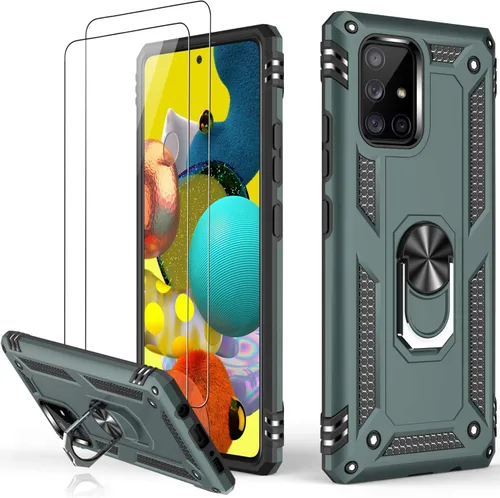Miniatura 36 de LUMARKE Funda para Galaxy A51 4G con protector de pantalla, supera los 16 pies, probada en caídas, de grado militar, con soporte de anillo Rojo