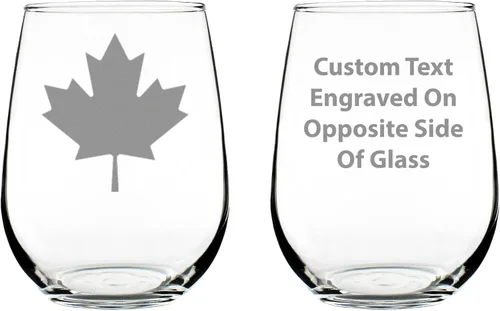 Copa de vino personalizada de hoja de arce de Canadá sin tallo, regalos y decoración de la bandera canadiense para mujeres y hombres, vasos grandes