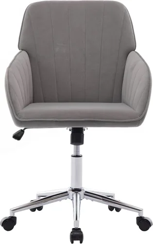 Miniatura 23 de Silla de escritorio de oficina de terciopelo con ruedas y base dorada, moderna silla giratoria ajustable, sillas de tocador tapizadas con brazos