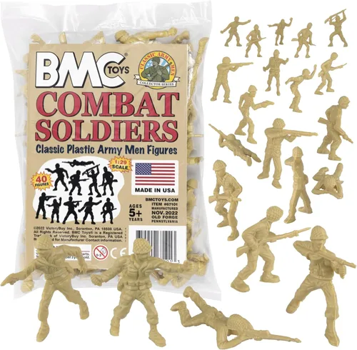 Miniatura 9 de BMC Classic Soldados de plástico del ejército – 40 piezas de soldados grises de la Segunda Guerra Mundial – Fabricado en EE. UU