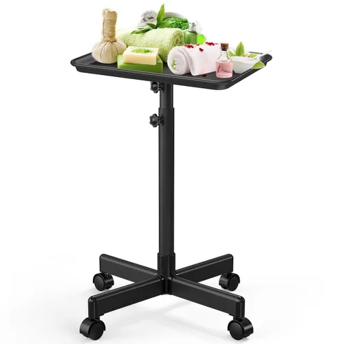 Miniatura 8 de JOSTZHXIN Bandeja Rodante de Salón, Bandeja de Tatuaje de Aluminio Premium, Carrito Rodante de Salón de Altura Ajustable, Bandeja Rodante
