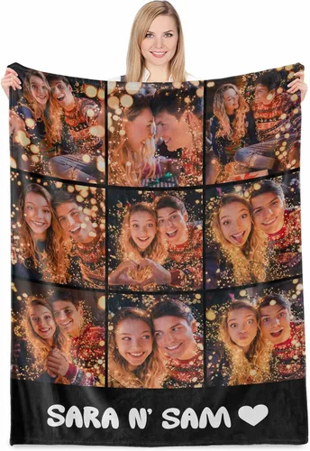 Miniatura 19 de Regalos de novia para San Valentín, collages de fotos personalizados en mantas, regalos de cumpleaños para mamá, novia, esposa, manta suave